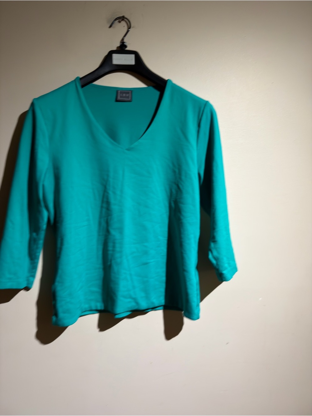 V-Neck 3/4 Sleeve Top in Teal